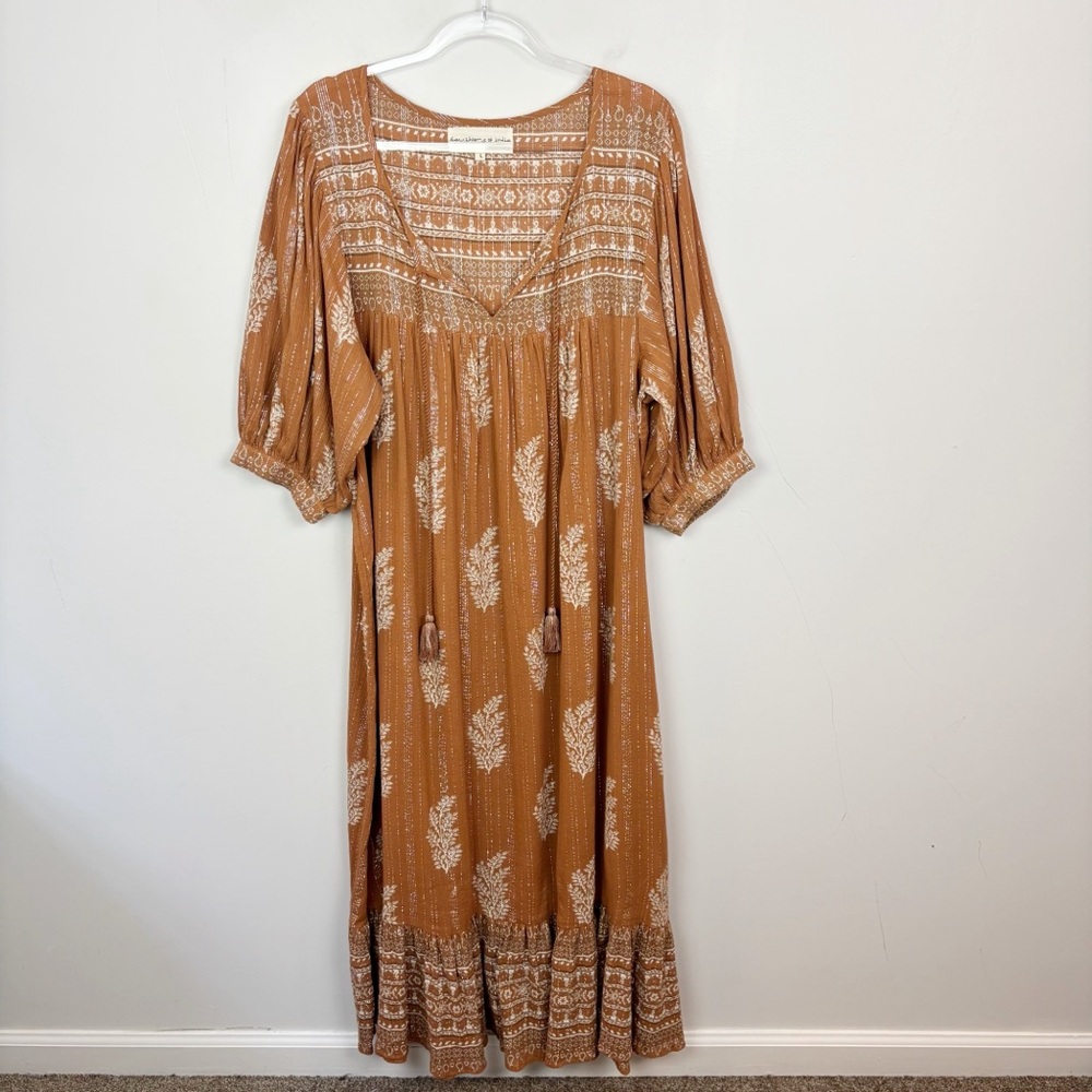 Daughters of India Rust Brown Printed Bohemian Maxi Dress - Picture 2 of 14